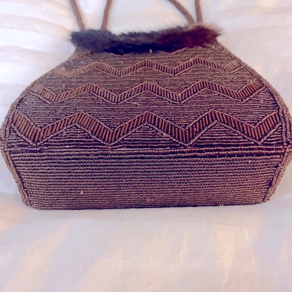 Paris beaded/ genuine fur trim bag - Picture 4 of 9